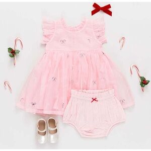 PINK CHICKEN Jennifer Dress Pink Organza Candy Cane 12-18 Month